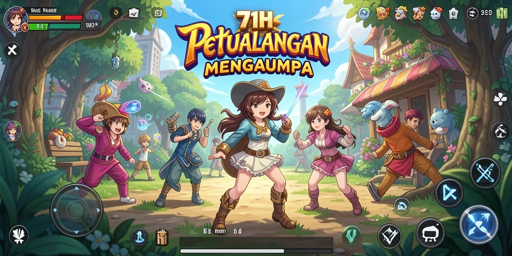 Tampilan gameplay 71H yang penuh aksi dan petualangan anime.