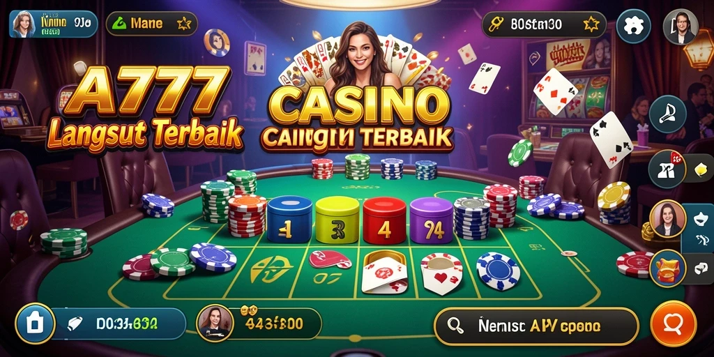 Screenshot gameplay A7777 menampilkan dealer ramah dan permainan kasino langsung.