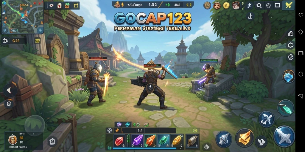 Tampilan gameplay GOCAP123 dengan pertarungan strategi mendebarkan.