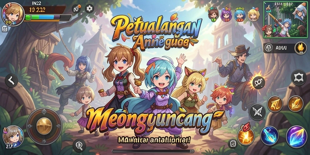 Tangkapan layar menunjukkan aksi seru dari karakter Anime dalam game.
