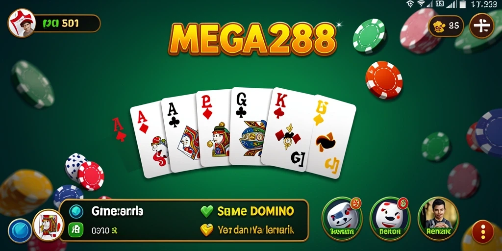 Tampilan gameplay seru di MEGA288 dengan Domino.