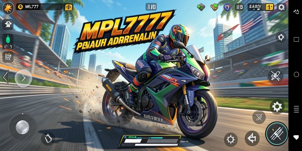 Tampilan gameplay seru balapan motor dalam MPL777.