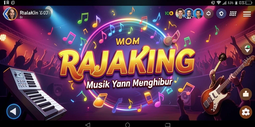 Screenshot utama RAJAKING menampilkan gameplay musik yang seru.