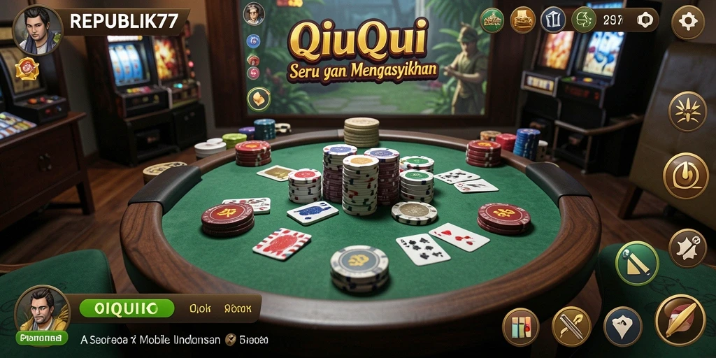 Tampilan layar utama gameplay QiuQiu yang menarik dan interaktif.