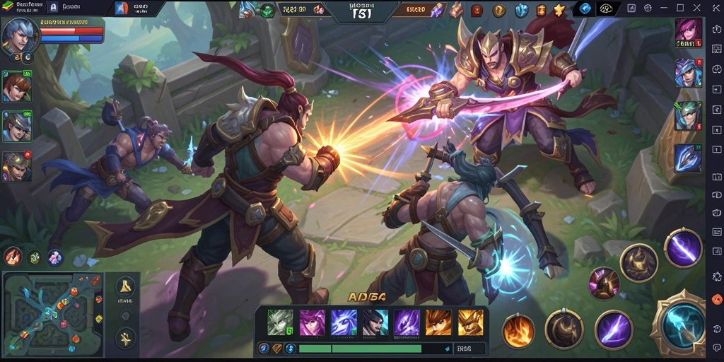 Screenshot gameplay SLOST8808 menampilkan aksi pertarungan tim yang seru.