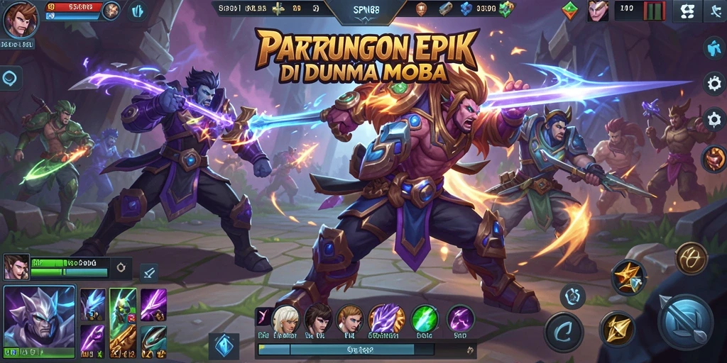 Tampilan menarik dari gameplay SPN88 MOBA yang intens.