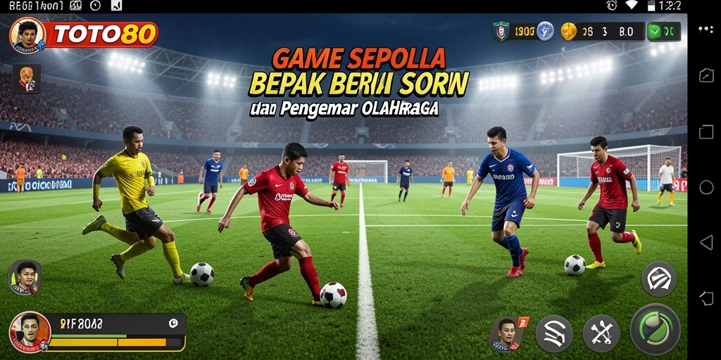 Gameplay TOTO80 dengan pemain beraksi di lapangan sepak bola.